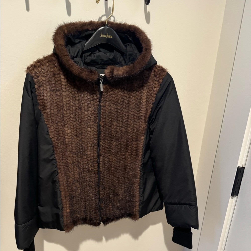 Max & Moi Fur Quilted Bomber Hooded Jacket